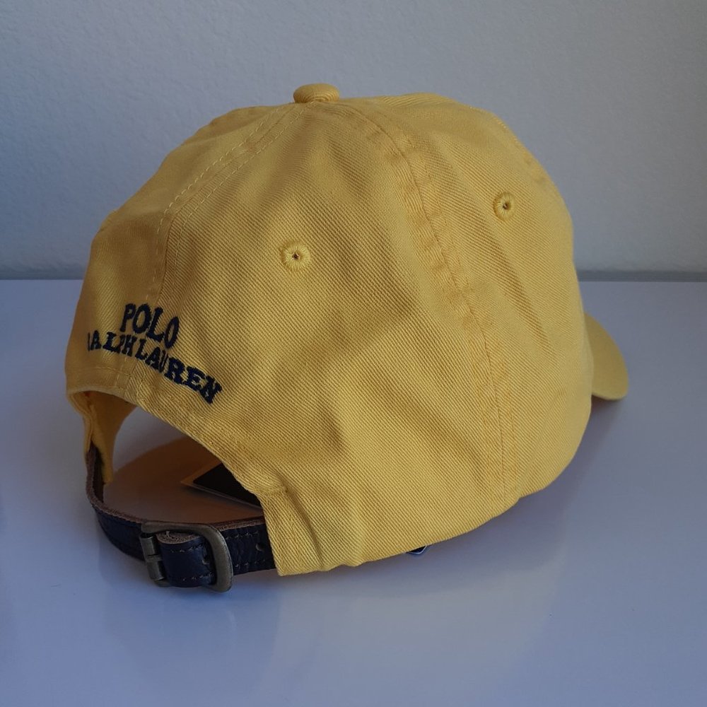 Polo Ralph Lauren Beach Bear Yellow Baseball Cap Hat Adjustable NEW With Tags - Picture 8 of 11